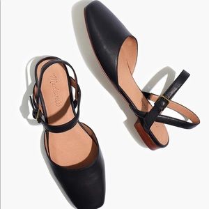 Madewell: The Jeanne Slingback Flat in Leather - true black Sz 7.5